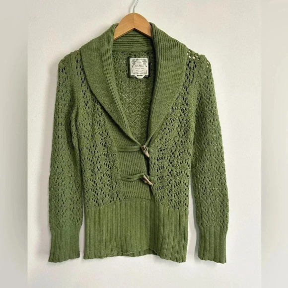 Women’s Medium Green Toggle Sweater Lambswool/Angora Rabbit Blend Luxury Cozy - Picture 5 of 14